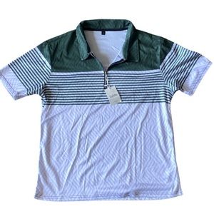 DUVAL NORTH AMERICA Green and White Striped Men's Shirt Size L